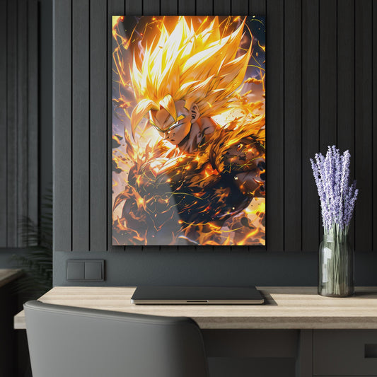 ColorFlow | Golden Ascension Saiyan Warrior Anime Metal Wall Art | Radiant Power Manga Decor