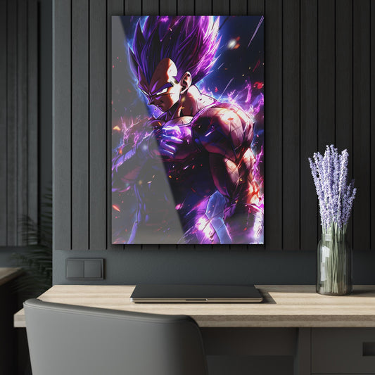 ColorFlow | Violet Aura Saiyan Prince Anime Metal Wall Art | Galactic Energy Manga Inspired Decor