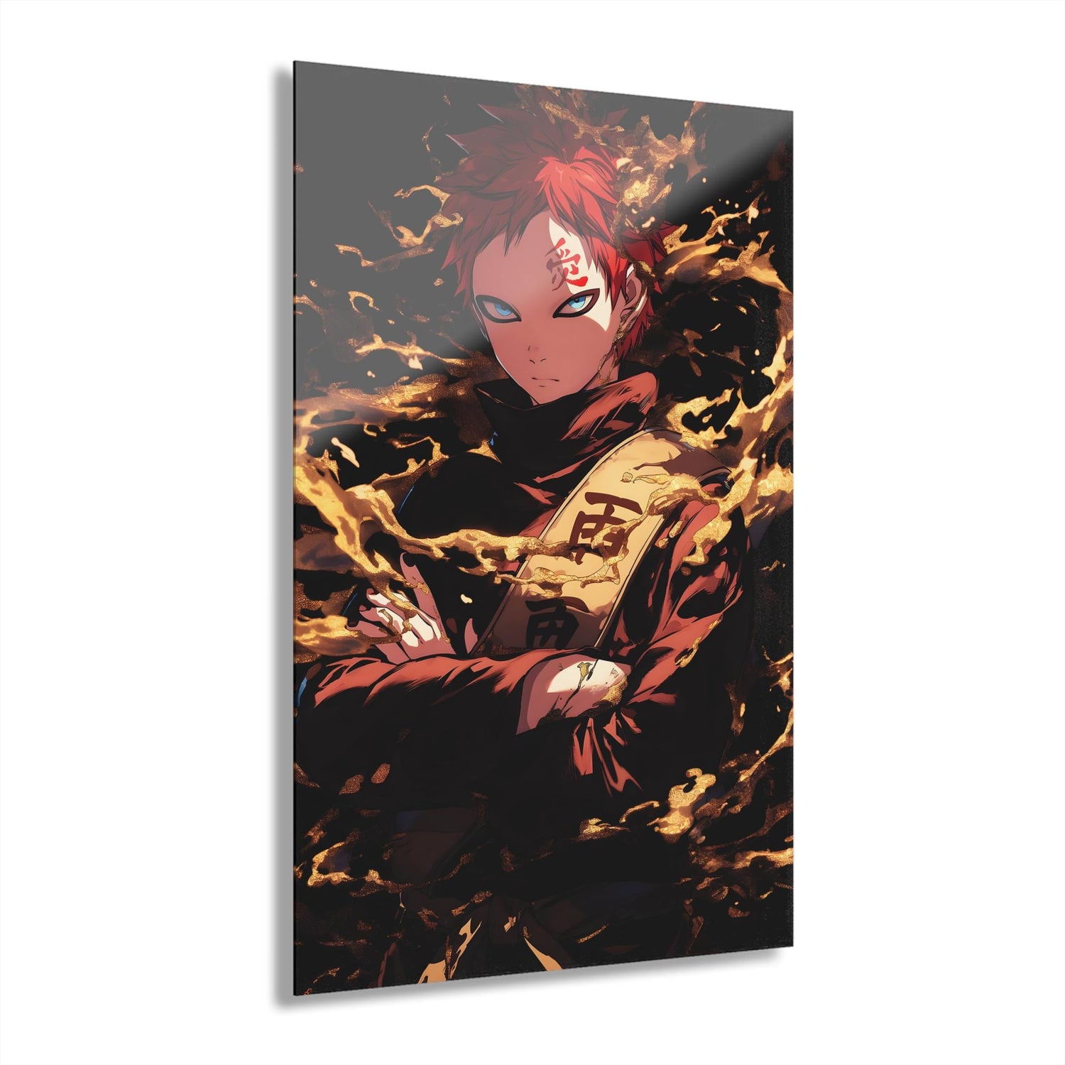 ColorFlow | Desert Sand Shinobi Anime Metal Wall Art | Golden Kazekage Manga Inspired Decor