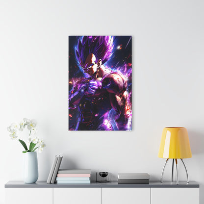 ColorFlow | Violet Aura Saiyan Prince Anime Metal Wall Art | Galactic Energy Manga Inspired Decor