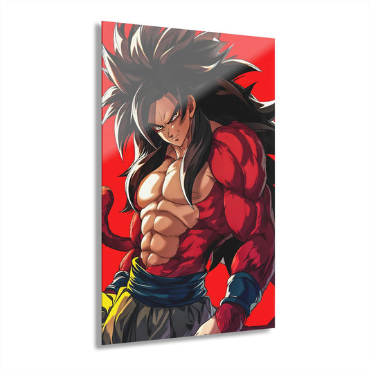 ColorFlow | Primal Shadow Saiyan Warrior Anime Metal Wall Art | Crimson Power Manga Inspired Decor