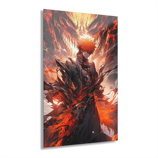 ColorFlow | Infernal Hollow Reaper Anime Metal Wall Art | Dark Flame Warrior Manga Inspired Decor