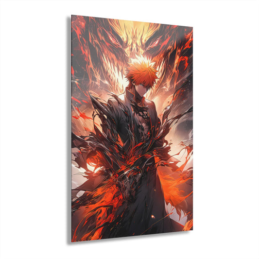 ColorFlow | Infernal Hollow Reaper Anime Metal Wall Art | Dark Flame Warrior Manga Inspired Decor