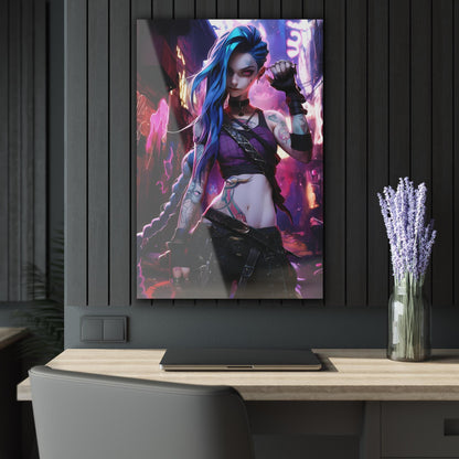ColorFlow | Neon Rebel Street Fighter Anime Metal Wall Art | Cyberpunk Graffiti Manga Decor