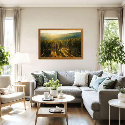 ColorFlow | Golden Forest Light Wooden Jigsaw Puzzle Peaceful Woodland Art Inspired Puzzle
