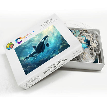 ColorFlow | Ocean Guardian Orca Wooden Jigsaw Puzzle Majestic Marine Life Art Puzzle