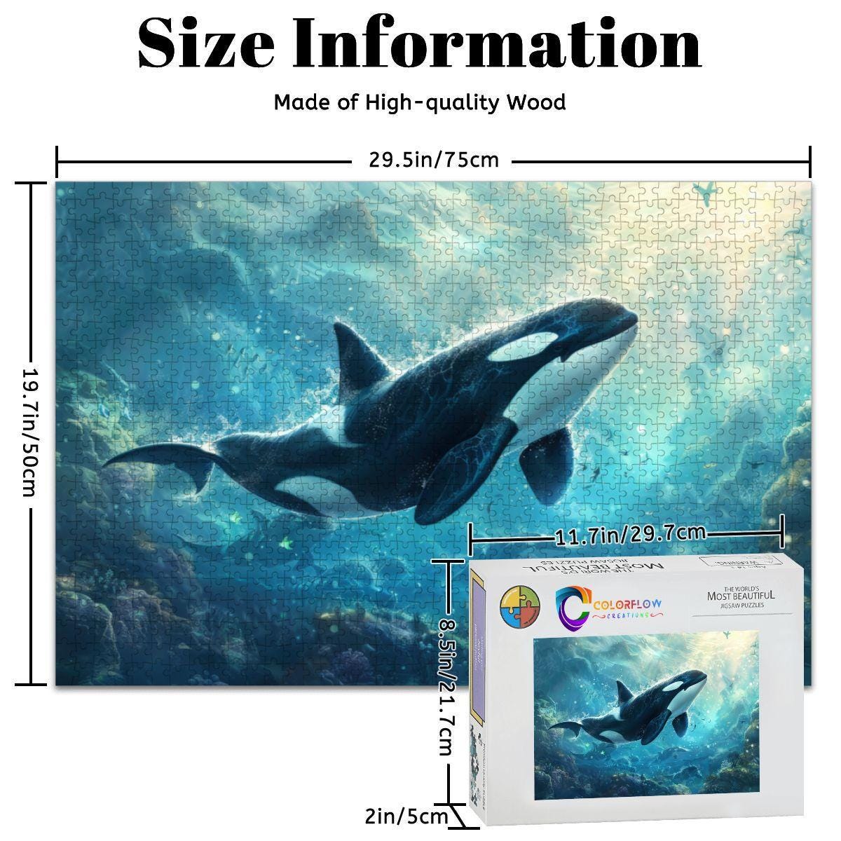 ColorFlow | Ocean Guardian Orca Wooden Jigsaw Puzzle Majestic Marine Life Art Puzzle
