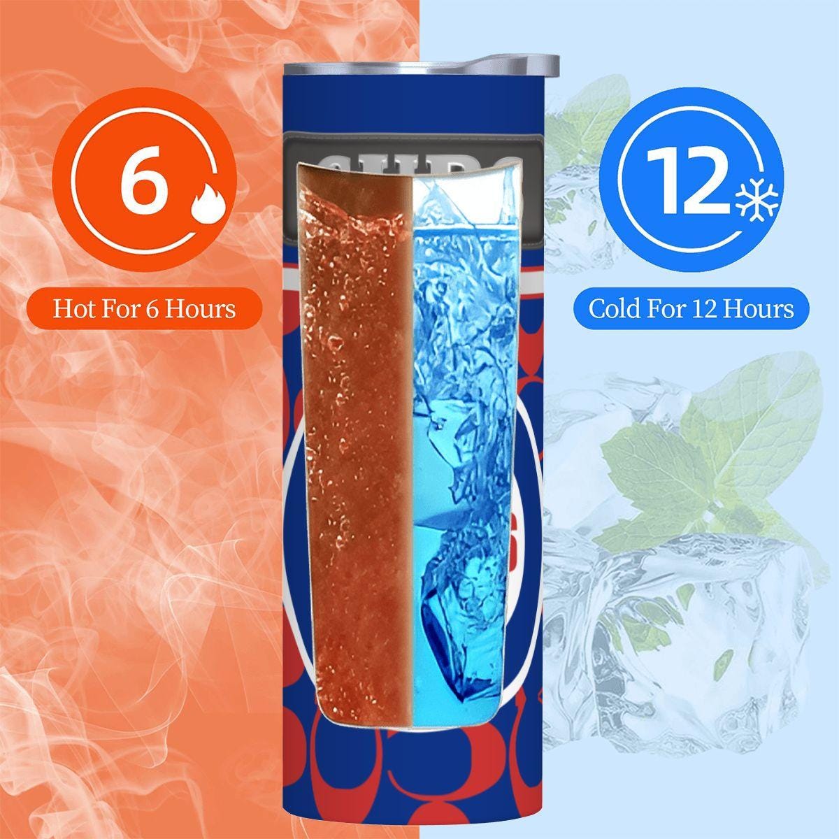 ColorFlow | Chicago Cubs Inspired Fashion 20oz Skinny Stainless Steel Tumbler With Straw Iconic Baseball Fan Drinkware