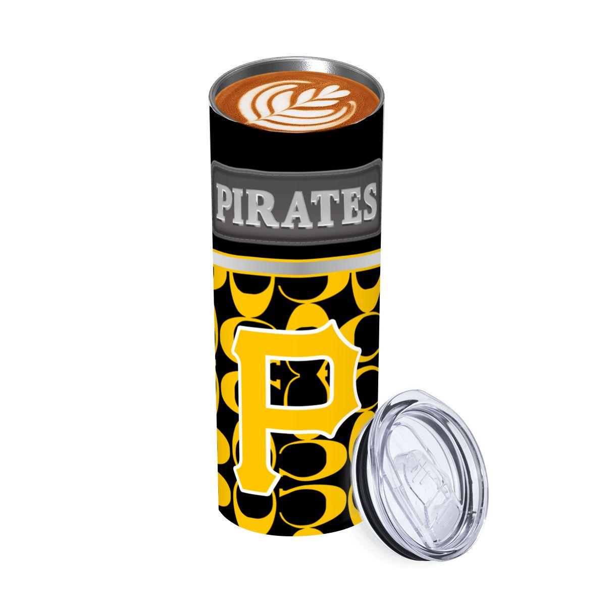 ColorFlow | Pittsburgh Pirates Inspired Fashion 20oz Skinny Stainless Steel Tumbler With Straw Striking Baseball Travel Mug