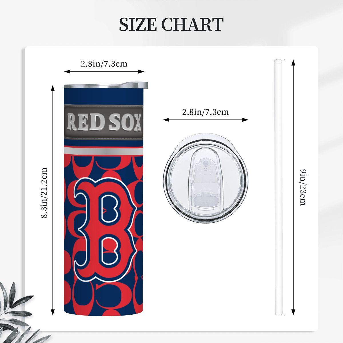ColorFlow | Boston Red Sox Inspired Fashion 20oz Skinny Stainless Steel Tumbler With Straw Iconic MLB Fan Gift Cup