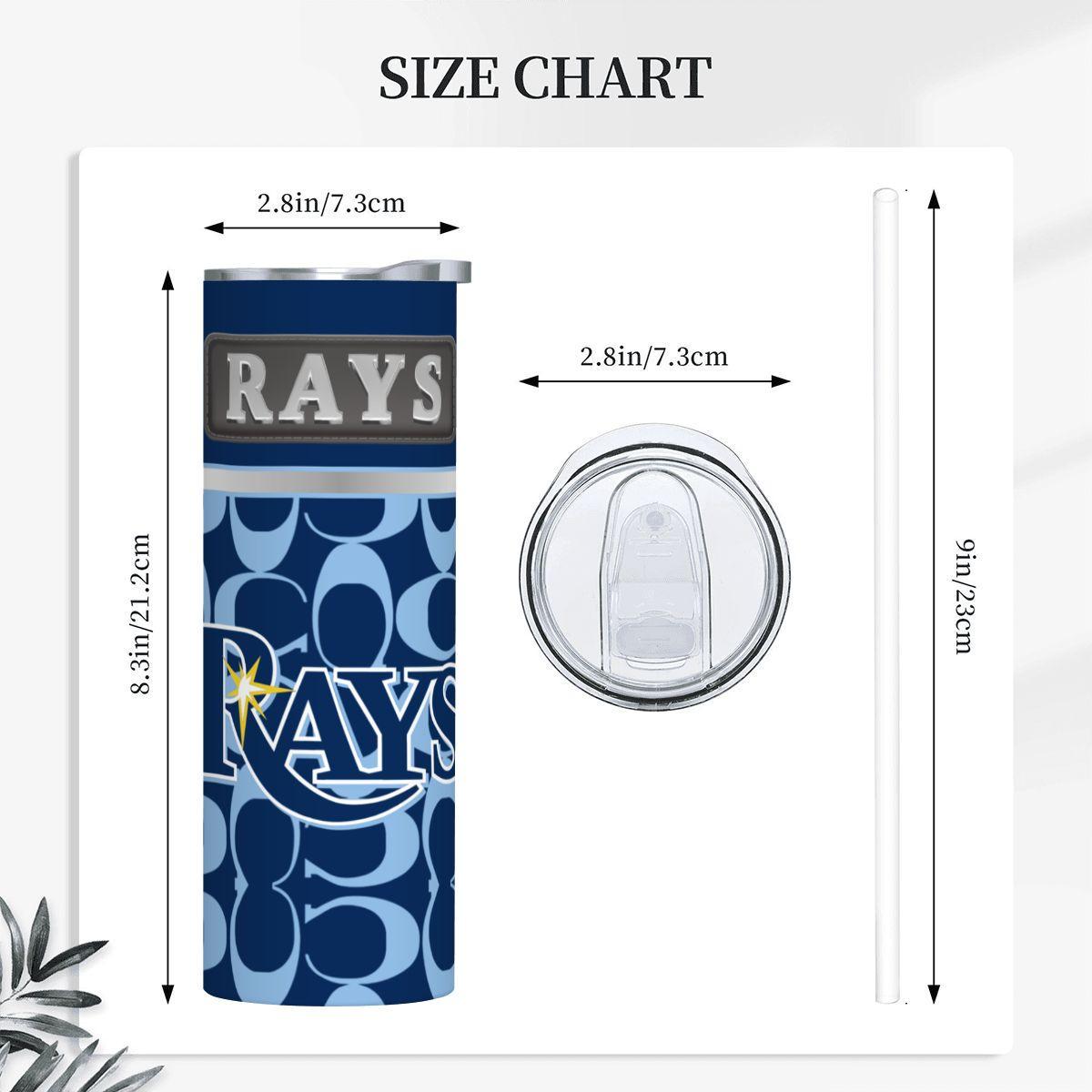 ColorFlow | Tampa Bay Rays Inspired Fashion 20oz Skinny Stainless Steel Tumbler With Straw Coastal Baseball Fan Gift