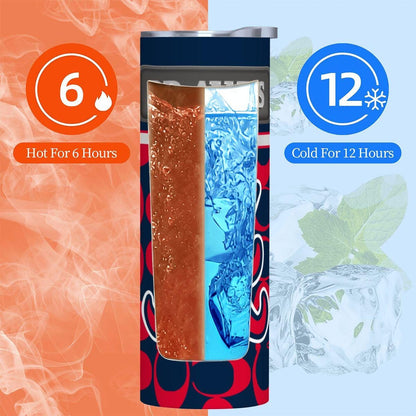 ColorFlow | Atlanta Braves Inspired Fashion 20oz Skinny Stainless Steel Tumbler With Straw Bold Game Day Travel Mug