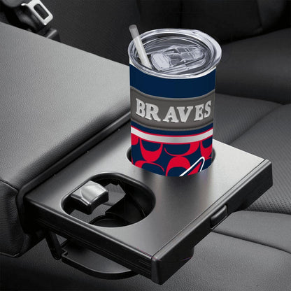 ColorFlow | Atlanta Braves Inspired Fashion 20oz Skinny Stainless Steel Tumbler With Straw Bold Game Day Travel Mug