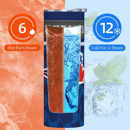 ColorFlow | Toronto Blue Jays Inspired Fashion 20oz Skinny Stainless Steel Tumbler With Straw Modern Baseball Fan Cup