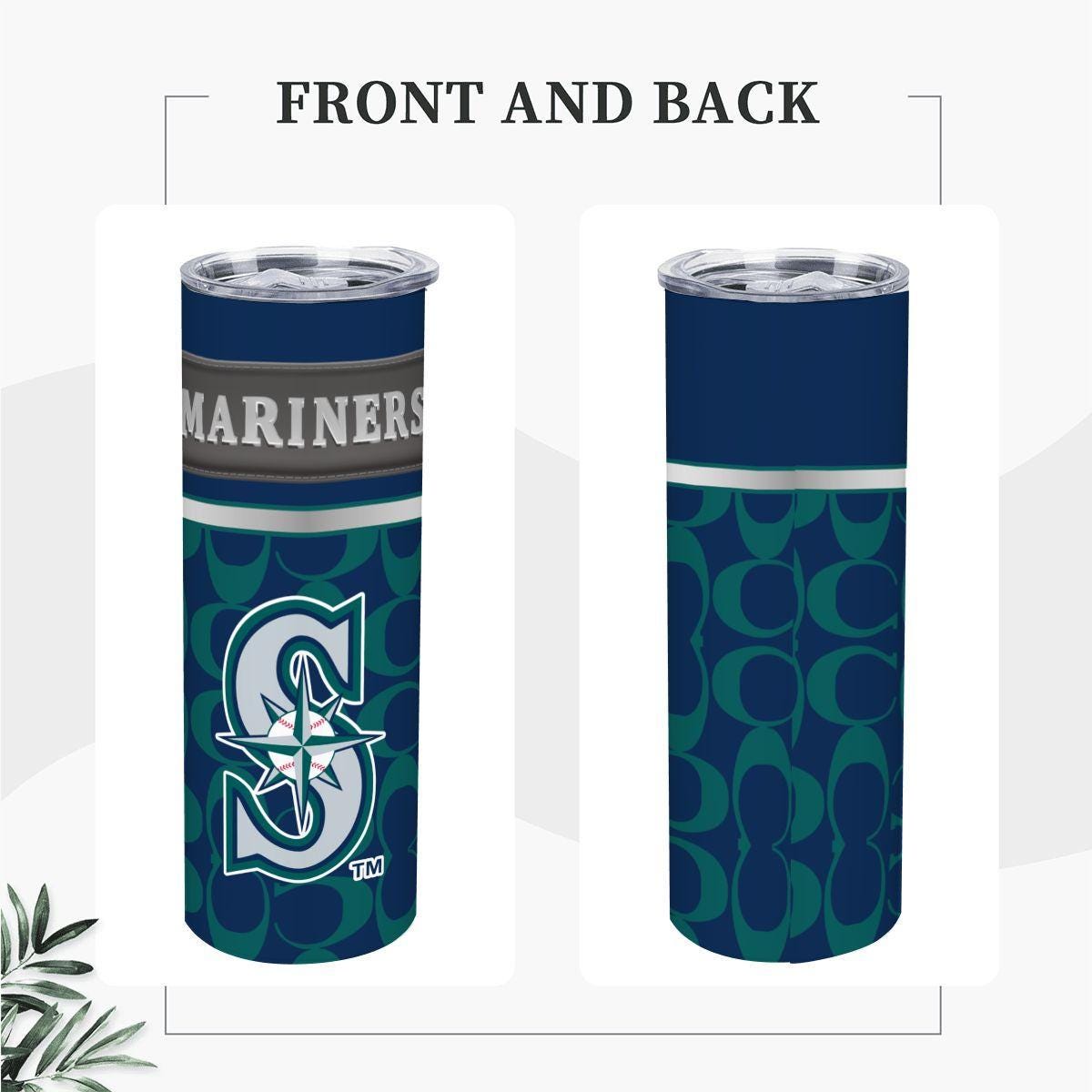 ColorFlow | Seattle Mariners Inspired Fashion 20oz Skinny Stainless Steel Tumbler With Straw Northwest Baseball Fan Cup