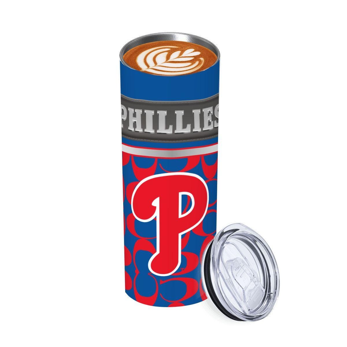 ColorFlow | Philadelphia Phillies Inspired Fashion 20oz Skinny Stainless Steel Tumbler With Straw Retro Game Day Drinkware
