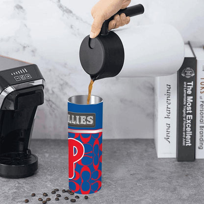 ColorFlow | Philadelphia Phillies Inspired Fashion 20oz Skinny Stainless Steel Tumbler With Straw Retro Game Day Drinkware