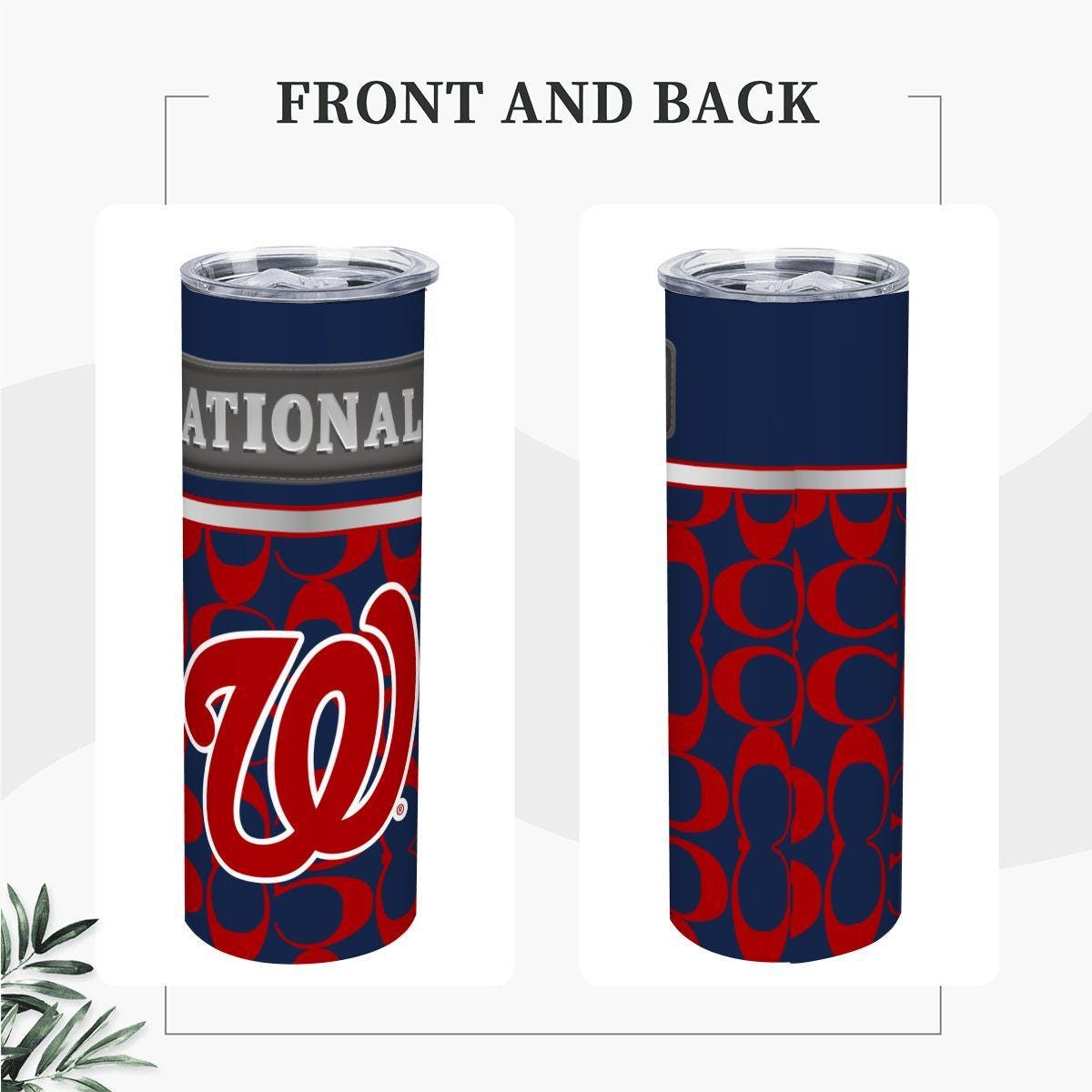 ColorFlow | Washington Nationals Inspired Fashion 20oz Skinny Stainless Steel Tumbler With Straw Modern Baseball Gift