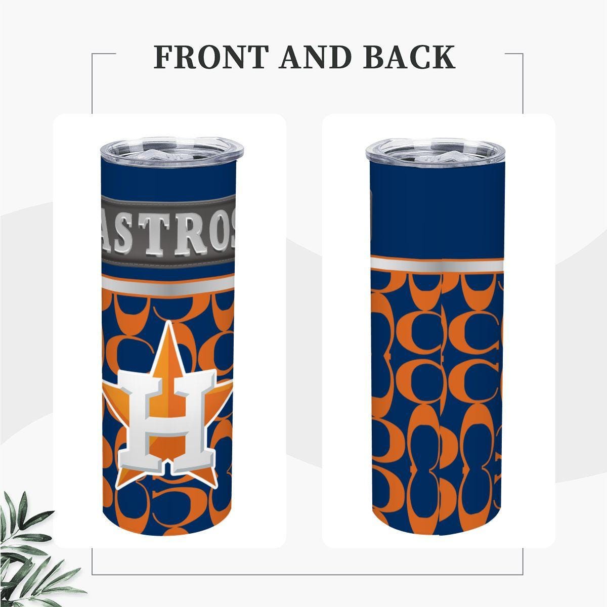 ColorFlow | Houston Astros Inspired Fashion 20oz Skinny Stainless Steel Tumbler With Straw Bold Star Baseball Drinkware