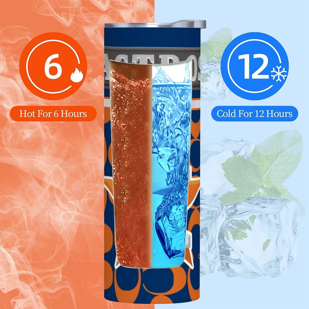 ColorFlow | Houston Astros Inspired Fashion 20oz Skinny Stainless Steel Tumbler With Straw Bold Star Baseball Drinkware