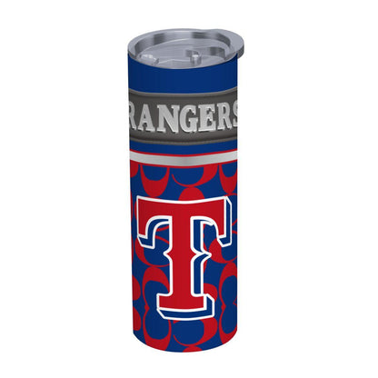 ColorFlow | Texas Rangers Inspired Fashion 20oz Skinny Stainless Steel Tumbler With Straw Dynamic MLB Fan Travel Mug