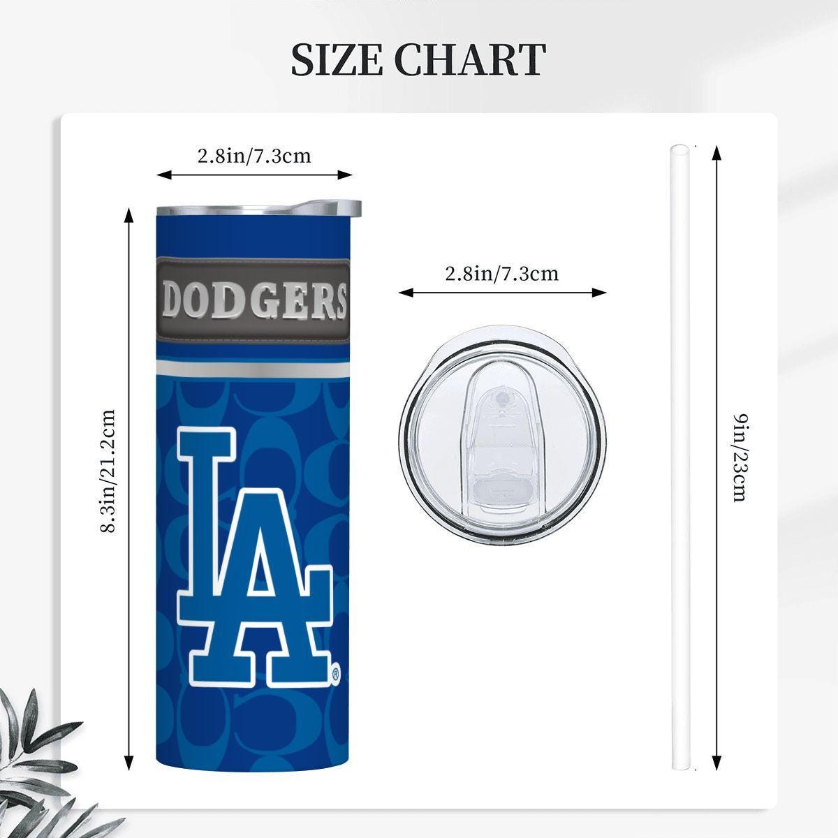 ColorFlow | Los Angeles Dodgers Inspired Fashion 20oz Skinny Stainless Steel Tumbler With Straw West Coast Baseball Drinkware