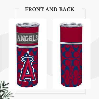ColorFlow | Los Angeles Angels Inspired Fashion 20oz Skinny Stainless Steel Tumbler With Straw Bold Red Game Day Cup