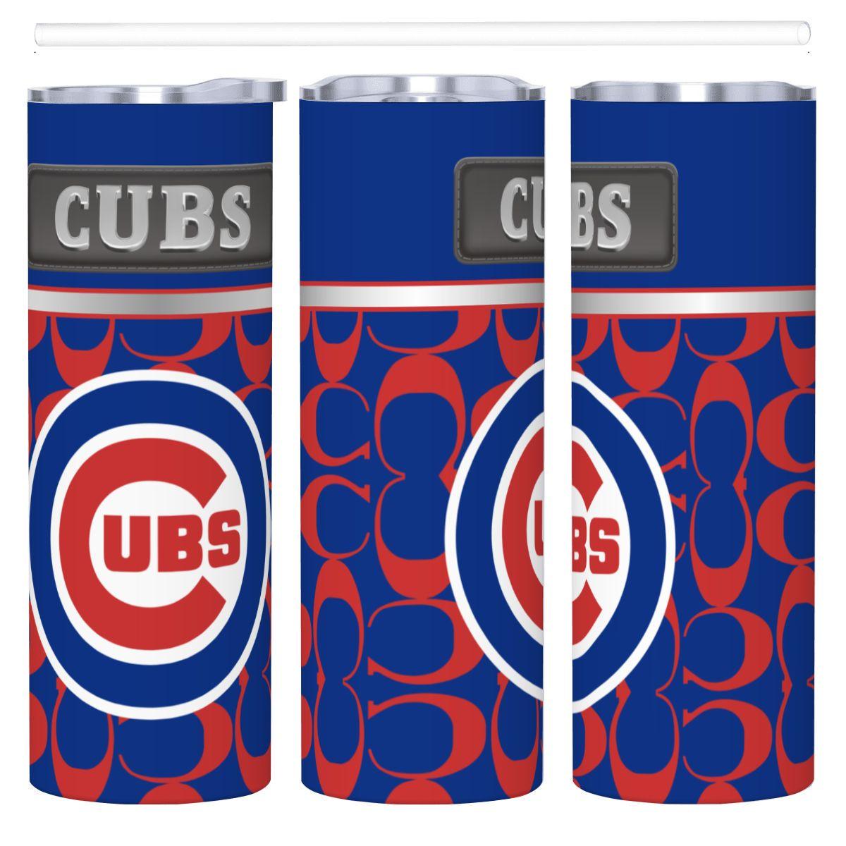 ColorFlow | Chicago Cubs Inspired Fashion 20oz Skinny Stainless Steel Tumbler With Straw Iconic Baseball Fan Drinkware