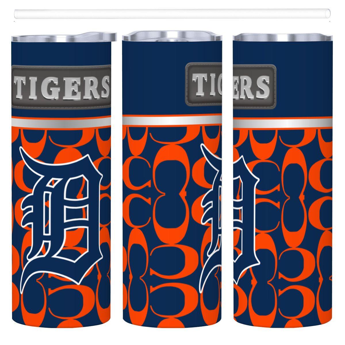 ColorFlow | Detroit Tigers Inspired Fashion 20oz Skinny Stainless Steel Tumbler With Straw Vibrant Baseball Travel Cup