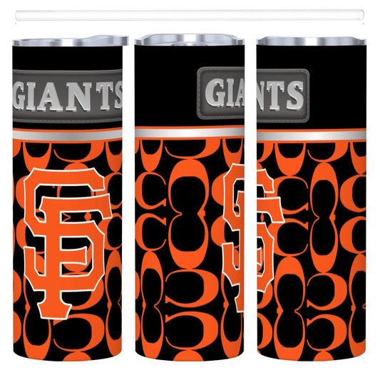 ColorFlow | San Francisco Giants Inspired Fashion 20oz Skinny Stainless Steel Tumbler With Straw Orange Black MLB Fan Gift
