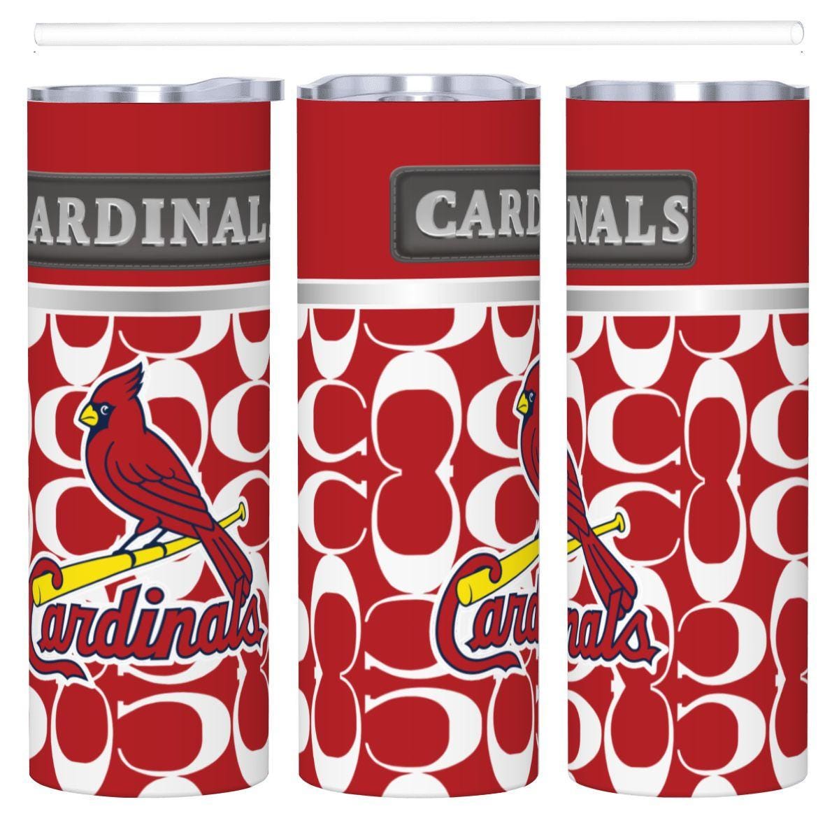 ColorFlow | St Louis Cardinals Inspired Fashion 20oz Skinny Stainless Steel Tumbler With Straw Premium Fan Drinkware