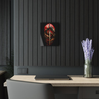 ColorFlow | Rising Dragon Katana Eclipse Metal Sign Japanese Myth Wall Art Epic Samurai Decor