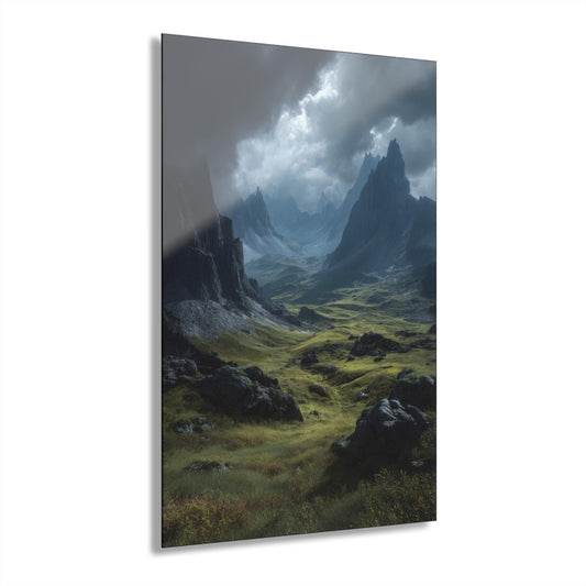 ColorFlow | Stormy Mountain Valley Metal Wall Art | Moody Highland Landscape Decor | Epic Nature Wall Statement