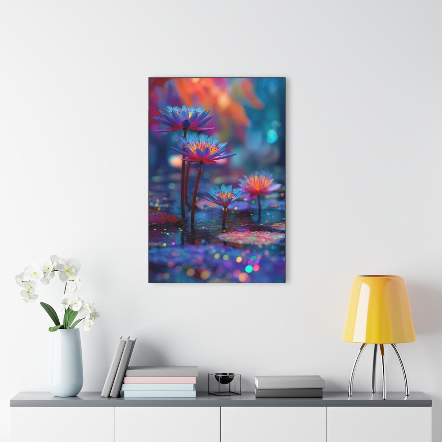 ColorFlow | Radiant Neon Lotus Metal Wall Art | Glowing Water Lily Decor | Modern Botanical Wall Statement