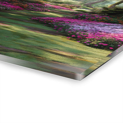 ColorFlow | Tropical Pink Garden Path Metal Wall Art | Lush Botanical Landscape Decor | Vibrant Nature Wall Statement