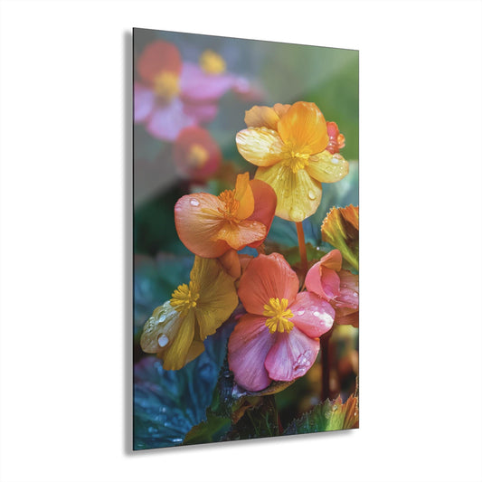 ColorFlow | Golden Dew Blossom Cluster Metal Wall Art | Warm Sunset Floral Decor | Soft Romantic Wall Accent