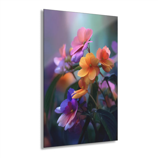 ColorFlow | Pastel Bloom Close Up Metal Wall Art | Soft Rainbow Floral Decor | Elegant Botanical Wall Accent