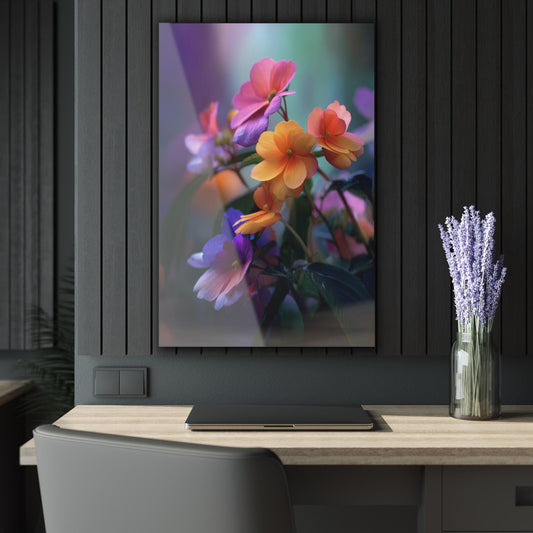 ColorFlow | Pastel Bloom Close Up Metal Wall Art | Soft Rainbow Floral Decor | Elegant Botanical Wall Accent