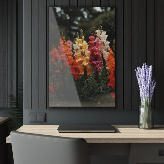 ColorFlow | Warm Snapdragon Garden Metal Wall Art | Orange Pink Floral Field Decor | Romantic Nature Wall Accent