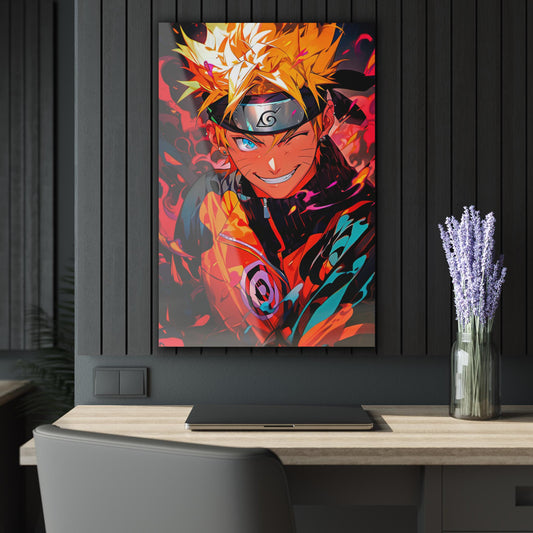 ColorFlow | Blazing Ninja Warrior Anime Metal Wall Art | Fiery Orange Manga Inspired Action Decor for Gamers