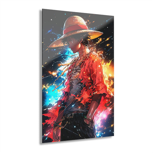 ColorFlow | Cosmic Flame Pirate Hero Anime Metal Wall Art | Celestial Manga Inspired Decor for Gamer
