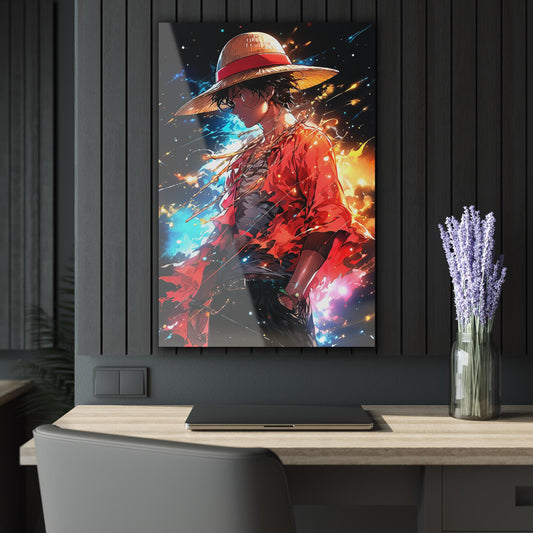 ColorFlow | Cosmic Flame Pirate Hero Anime Metal Wall Art | Celestial Manga Inspired Decor for Gamer