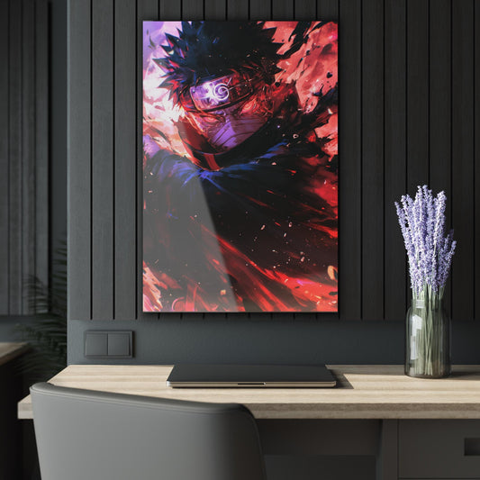 ColorFlow | Crimson Eclipse Ninja Anime Metal Wall Art | Shadow Rage Manga Inspired Room Decor