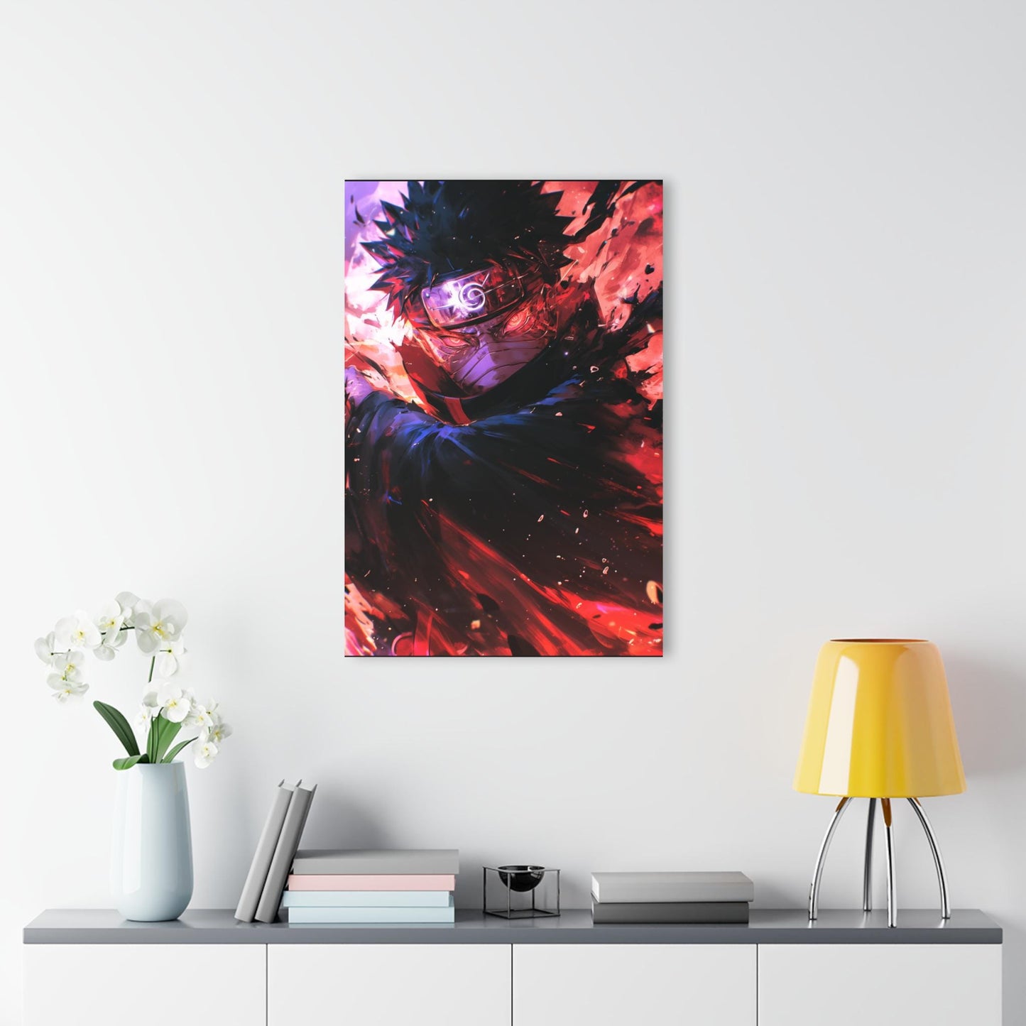 ColorFlow | Crimson Eclipse Ninja Anime Metal Wall Art | Shadow Rage Manga Inspired Room Decor
