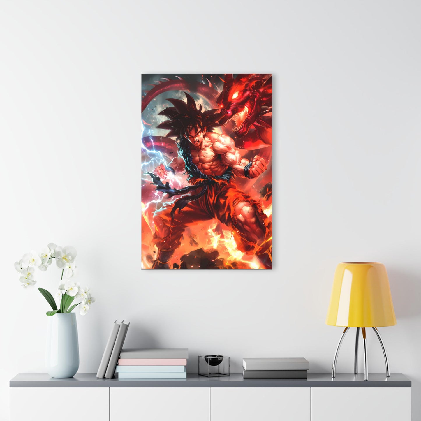 ColorFlow | Dragon Fury Saiyan Warrior Anime Metal Wall Art | Lightning Battle Manga Artwork