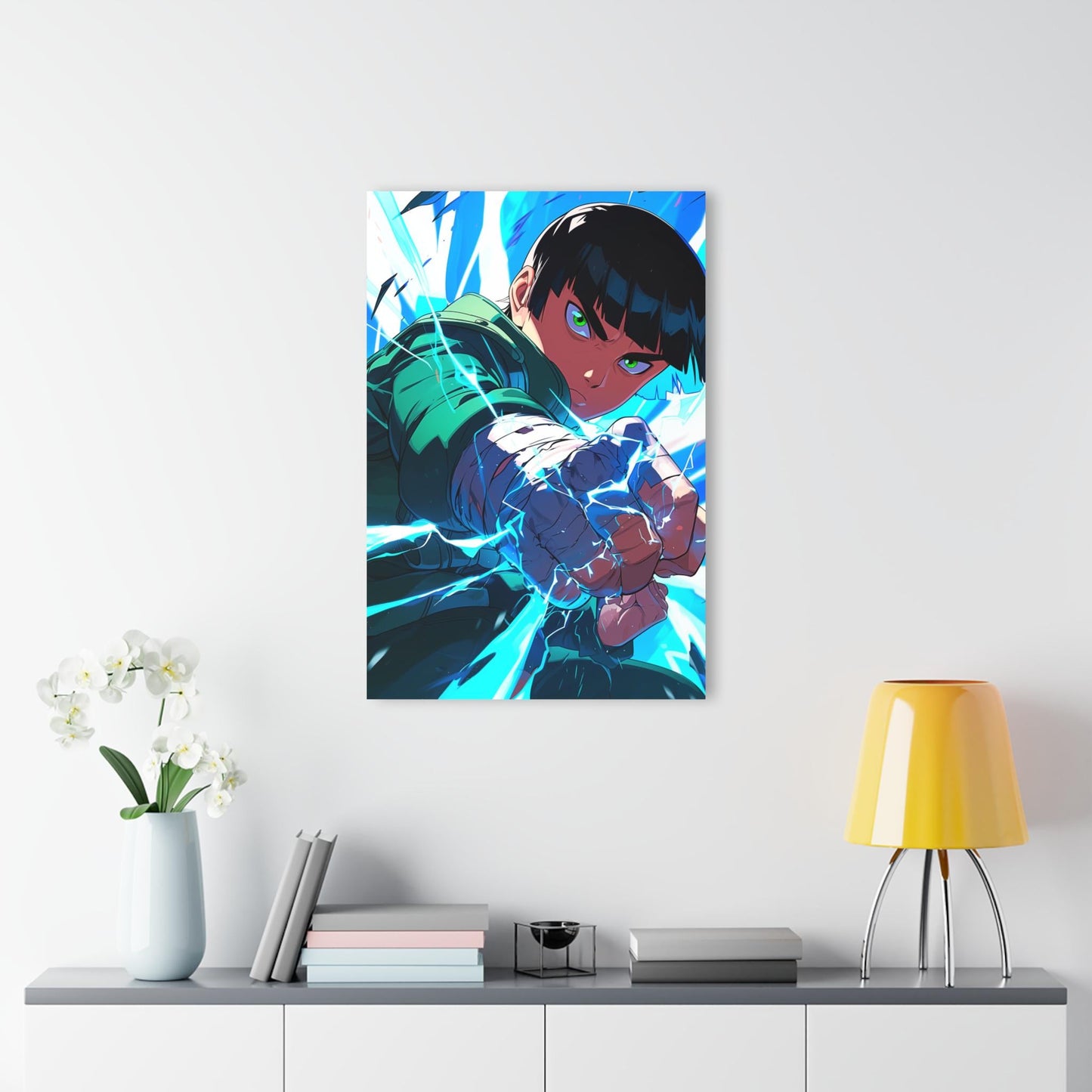 ColorFlow | Thunder Fist Martial Artist Anime Metal Wall Art | Electric Combat Manga Decor