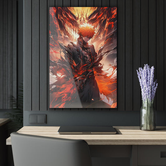 ColorFlow | Infernal Hollow Reaper Anime Metal Wall Art | Dark Flame Warrior Manga Inspired Decor