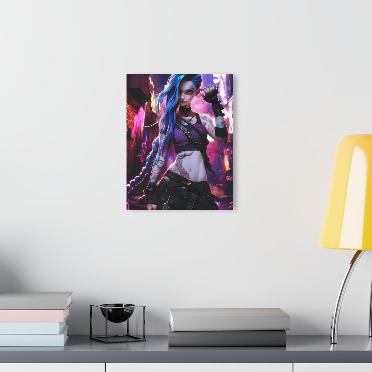 ColorFlow | Neon Rebel Street Fighter Anime Metal Wall Art | Cyberpunk Graffiti Manga Decor