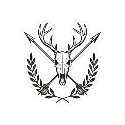 Deer Skull Sticker | Crossed Arrows, Laurel Decal | Hunting, Western Gothic Vinyl Art