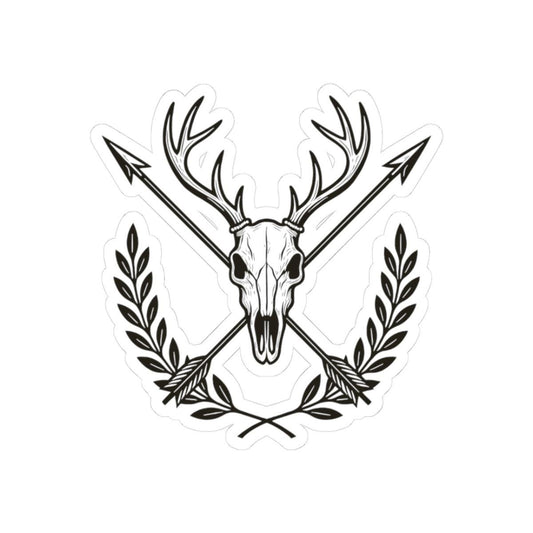Deer Skull Sticker | Crossed Arrows, Laurel Decal | Hunting, Western Gothic Vinyl Art